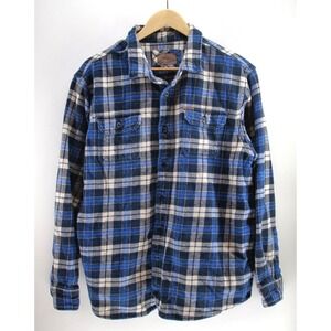 Orvis Shirt XL Big Bear‎ Brushed Heavyweight Flannel Blue Button Front Pockets